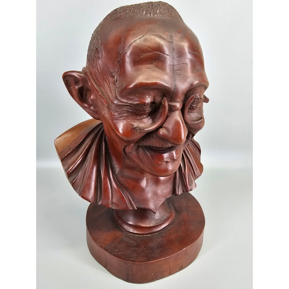 Vintage GANDHI WOOD SCULPTURE by PANTI DENDI 1960's DENPASAR Indonesia